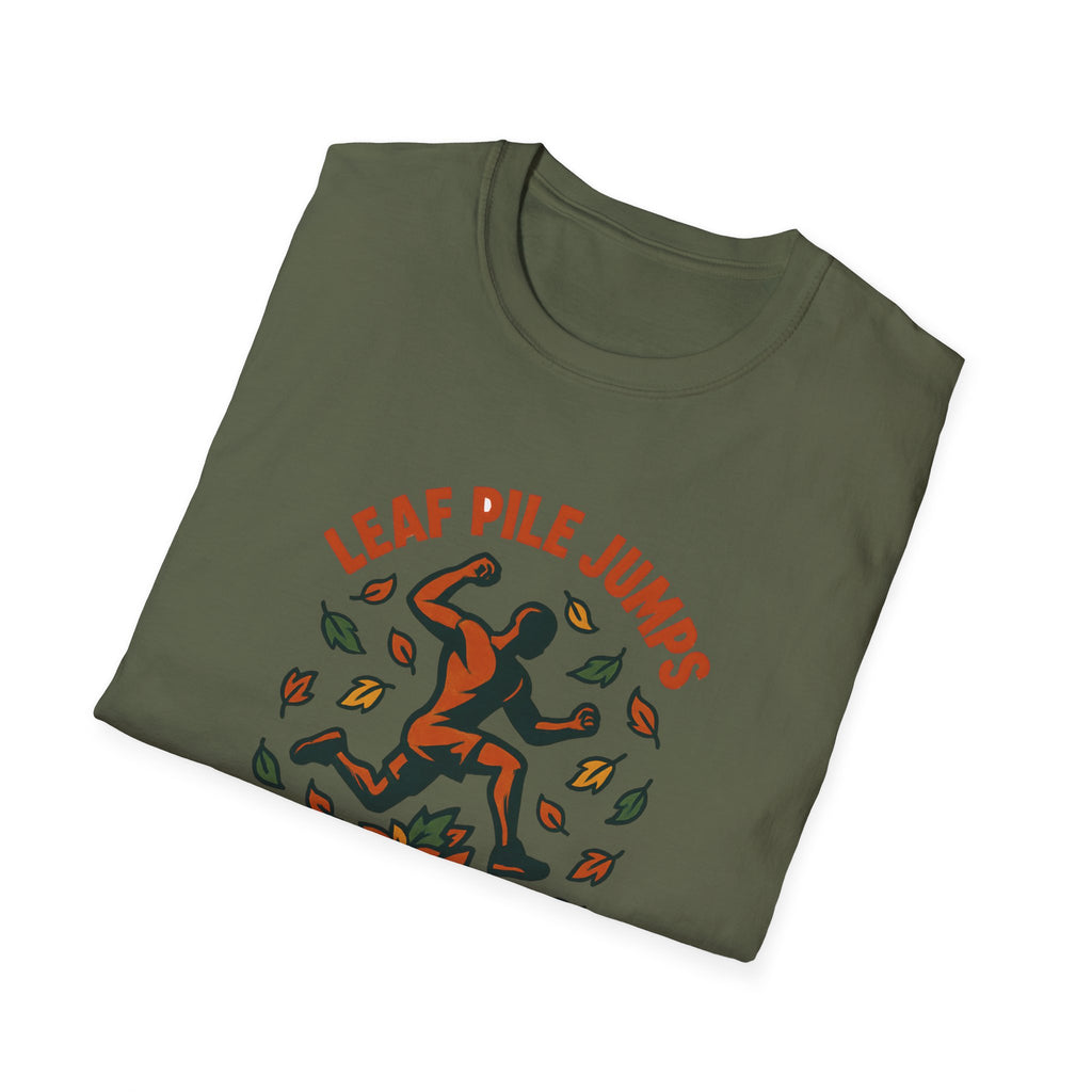 Leaf Pile Jump Fitness T-Shirt