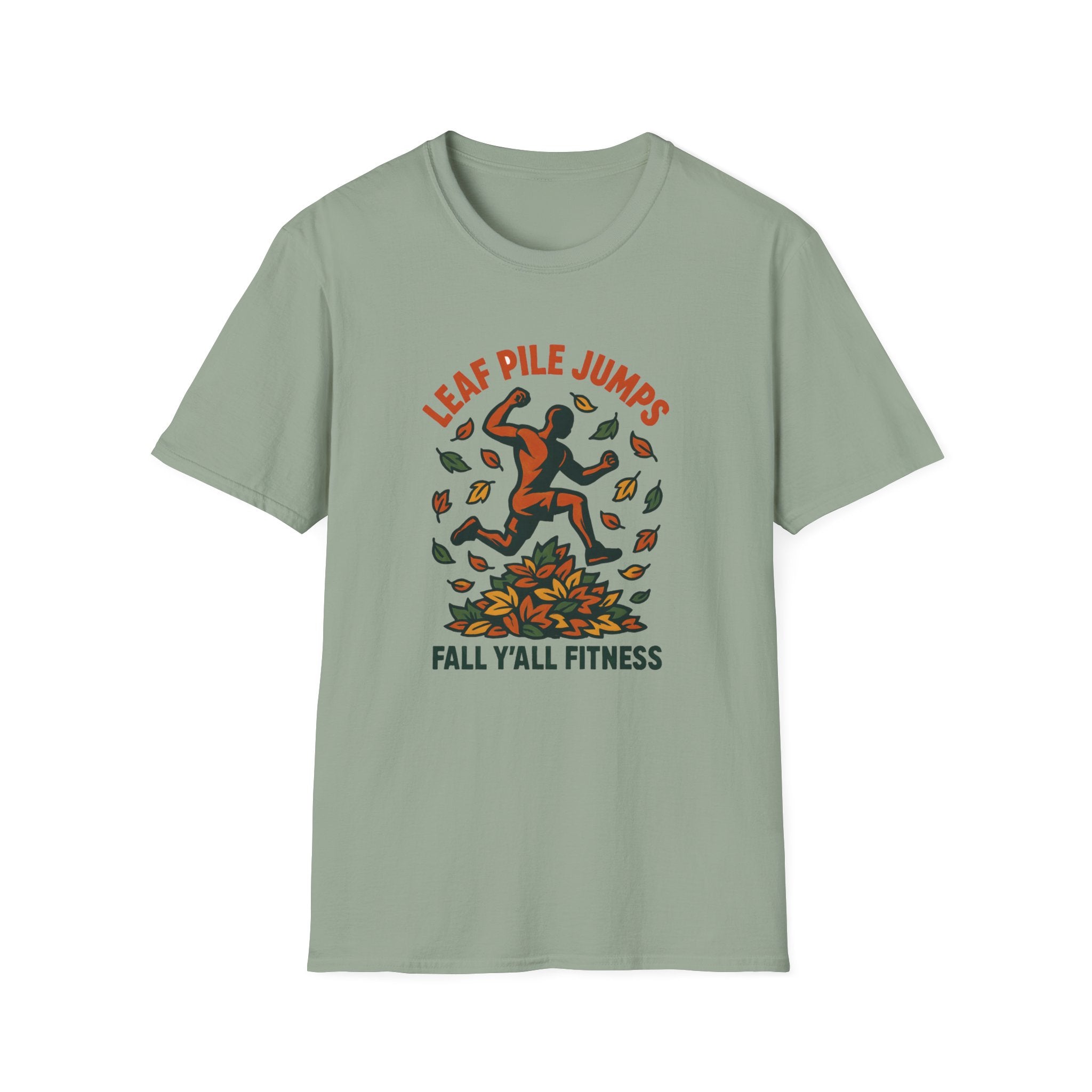 Leaf Pile Jump Fitness T-Shirt