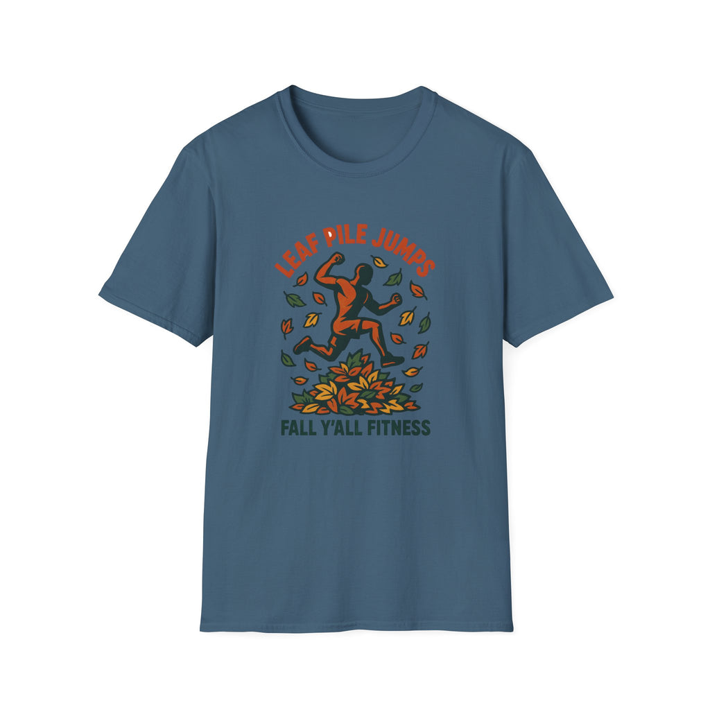 Leaf Pile Jump Fitness T-Shirt